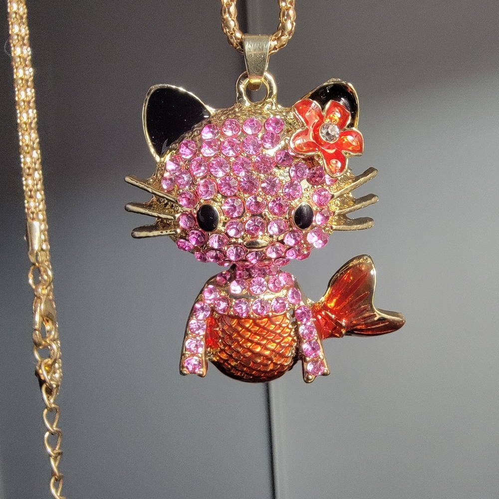 Hello Kitty Rhinestone Mermaid Necklace